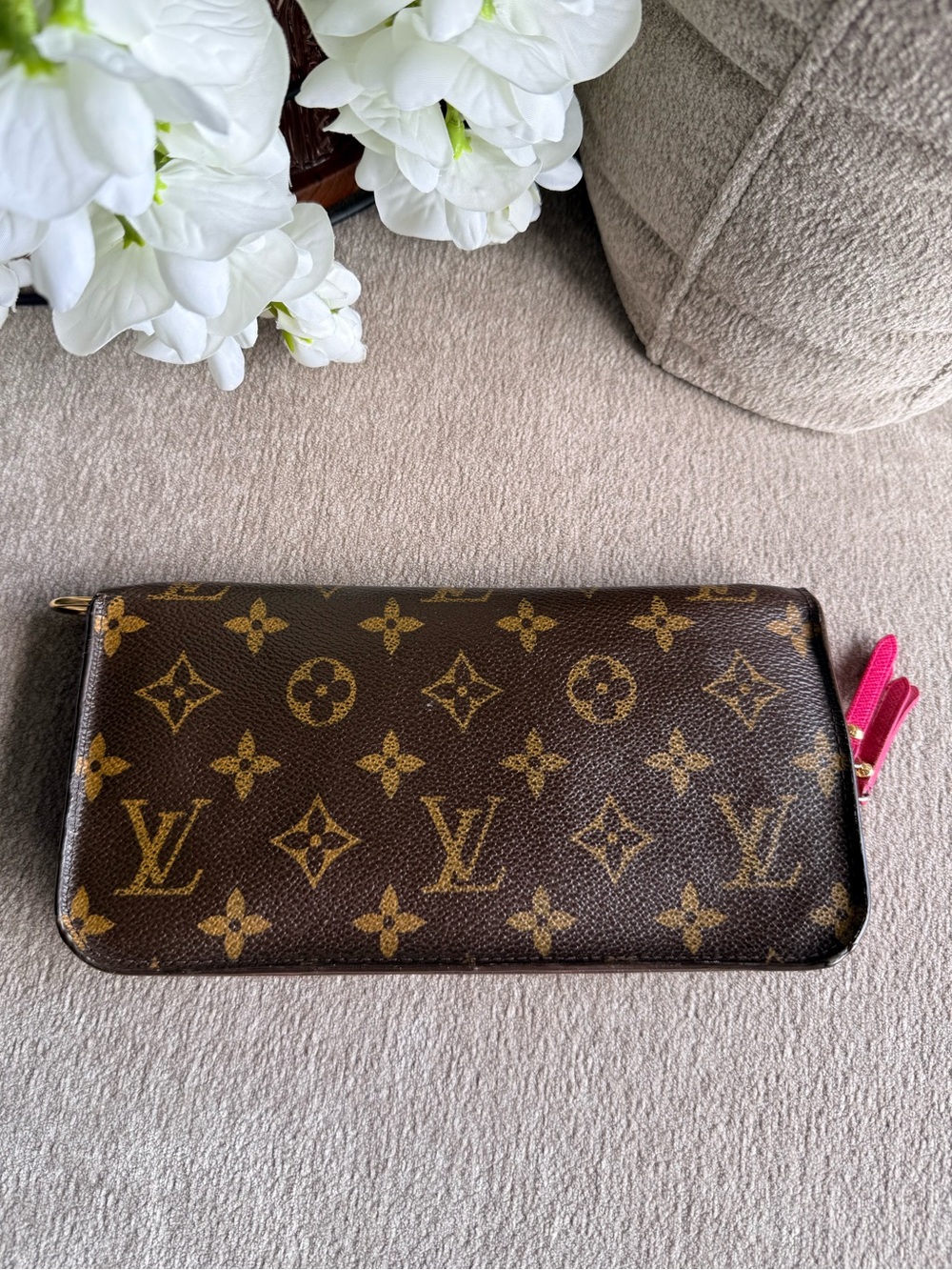 Louis Vuitton Brown Monogram Insolite Wallet with Pink Interior Authentic